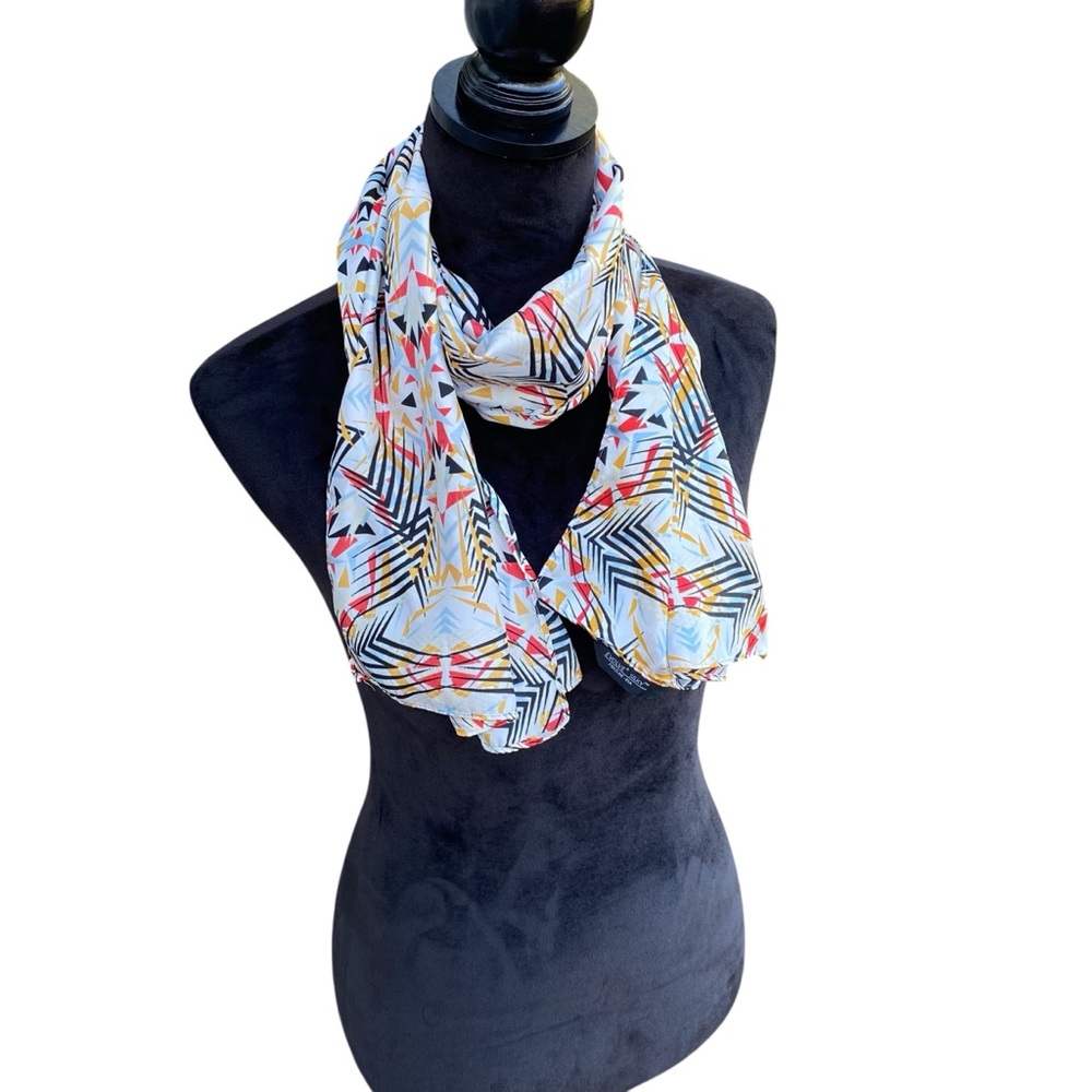 Evolve Colorful Geometric Pattern Scarf Polysilk - Picture 7 of 15